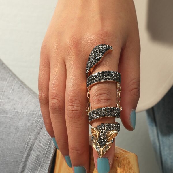 

Rhinestone Animal Decor Ring, Gun black