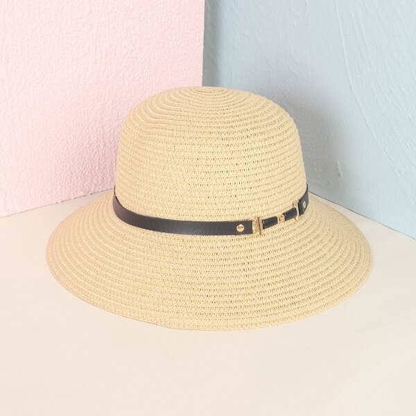 

Minimalist Straw Hat, Beige