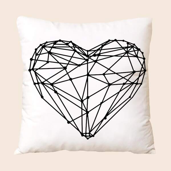 

Heart Print Cushion Cover Without Filler, Multicolor