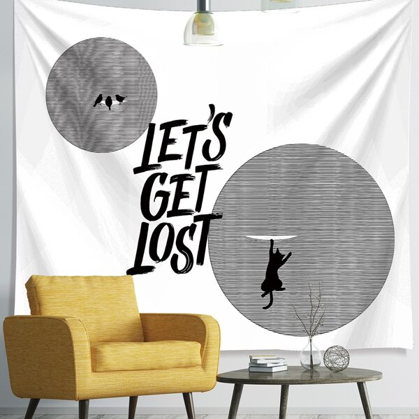 

Slogan Graphic Tapestry, Black and white