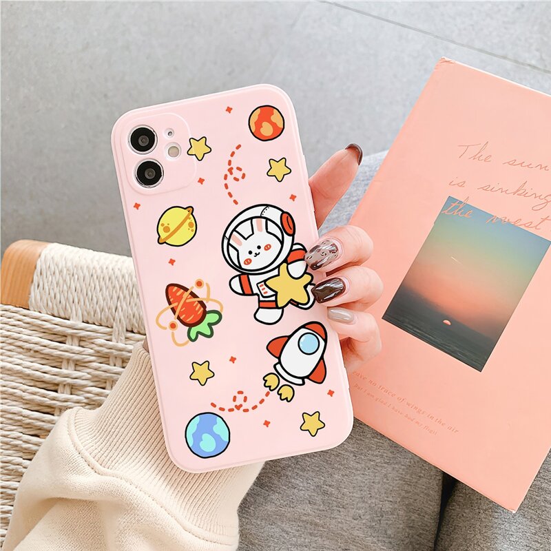 

Cartoon Graphic Phone Case, Pink