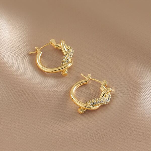 

Rhinestone Decor Hoop Earrings, Gold