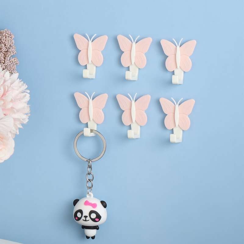 

6pcs Butterfly Shaped Random Color Wall Hook, Multicolor