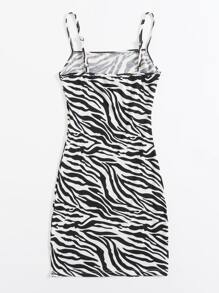 SHEIN Essnce Zebra Striped Bodycon Dress - Black and White - View 2