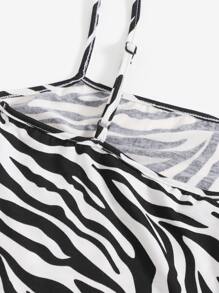SHEIN Essnce Zebra Striped Bodycon Dress - Black and White - View 3