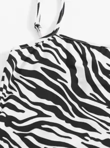 SHEIN Essnce Zebra Striped Bodycon Dress - Black and White - View 6