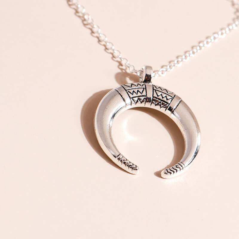 

Moon Pendant Necklace, Silver
