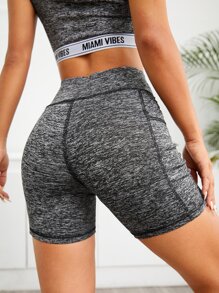 SHEIN Essnce Contrast Stitch Cycling Shorts With Phone Pocket - Grey - View 2