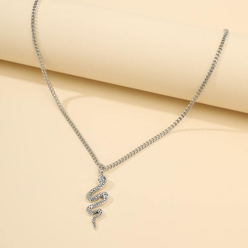 

Serpentine Pendant Necklace, Antique silver