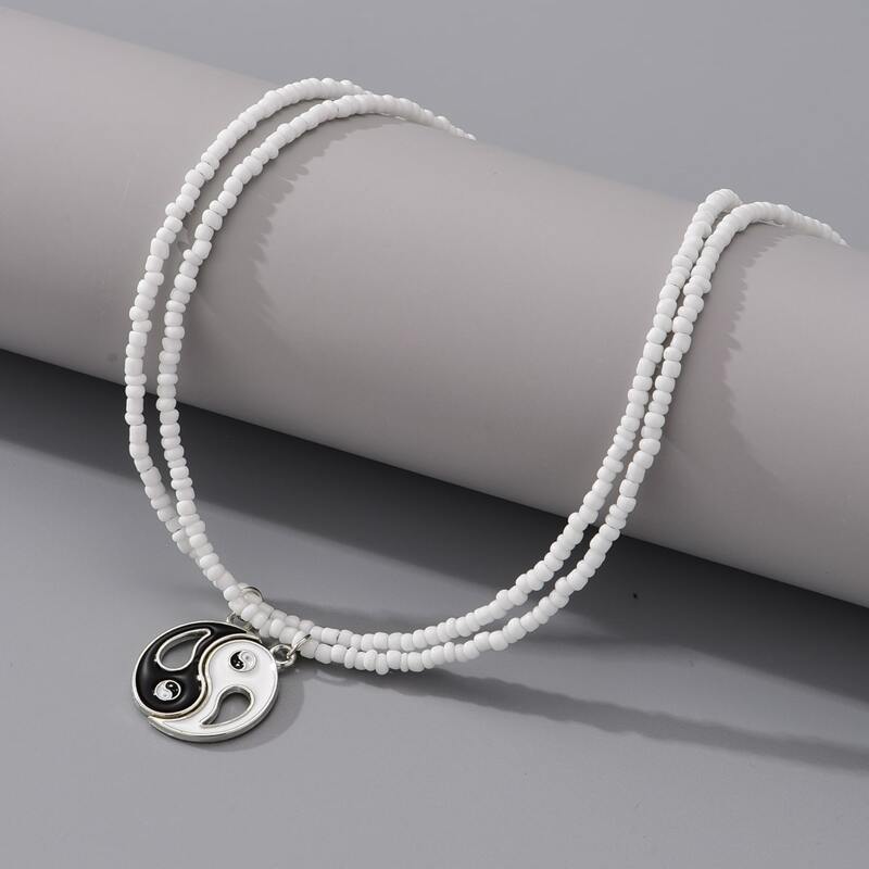 

2pcs Yin & Yang Pendant Necklace, Silver