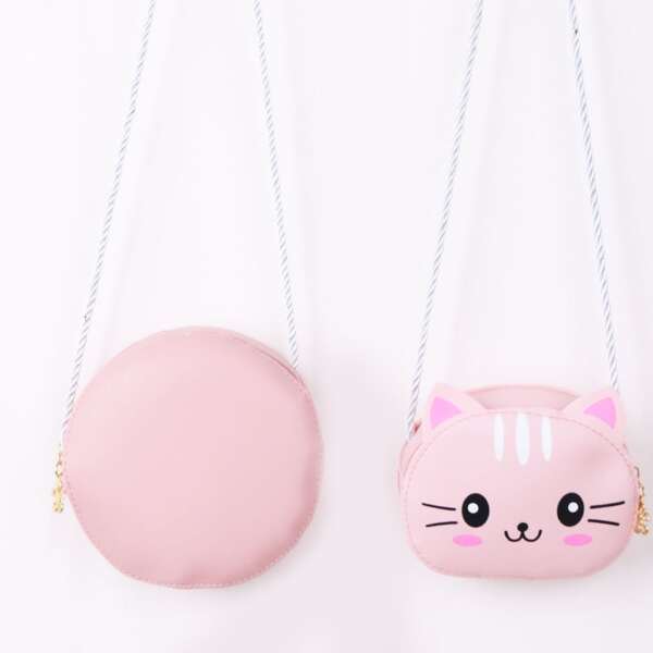 

2pcs Mini Cartoon Graphic Crossbody Bag Set, Pink