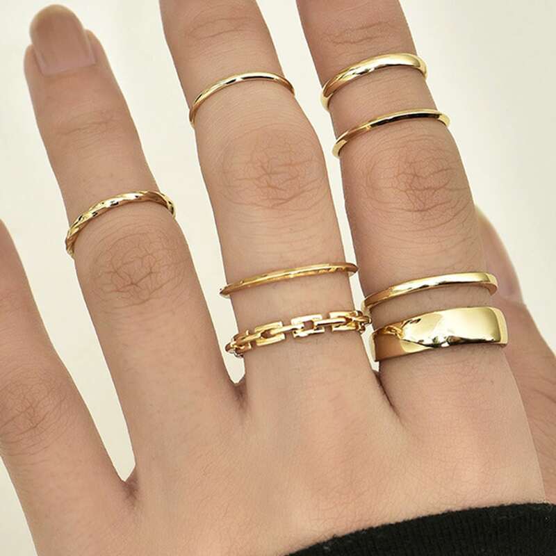 

7pcs Chain Design Ring, Gold