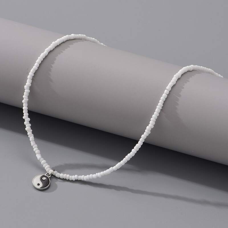 

Yin & Yang Beaded Necklace, Silver