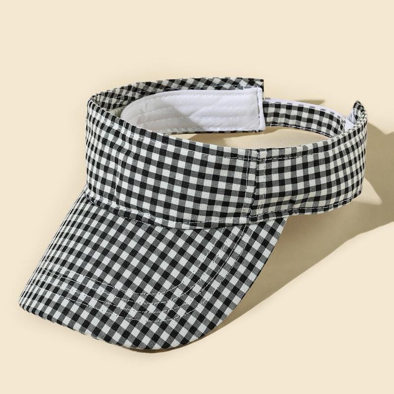 

Plaid Visor Hat, Black and white