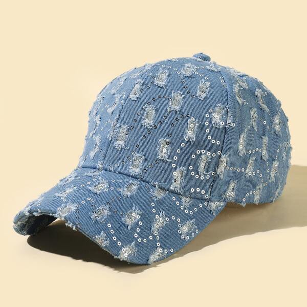 

Sequin Decor Baseball Cap, Blue