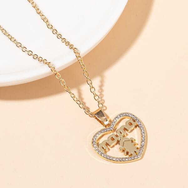 

Mothers Day Heart Charm Necklace, Gold
