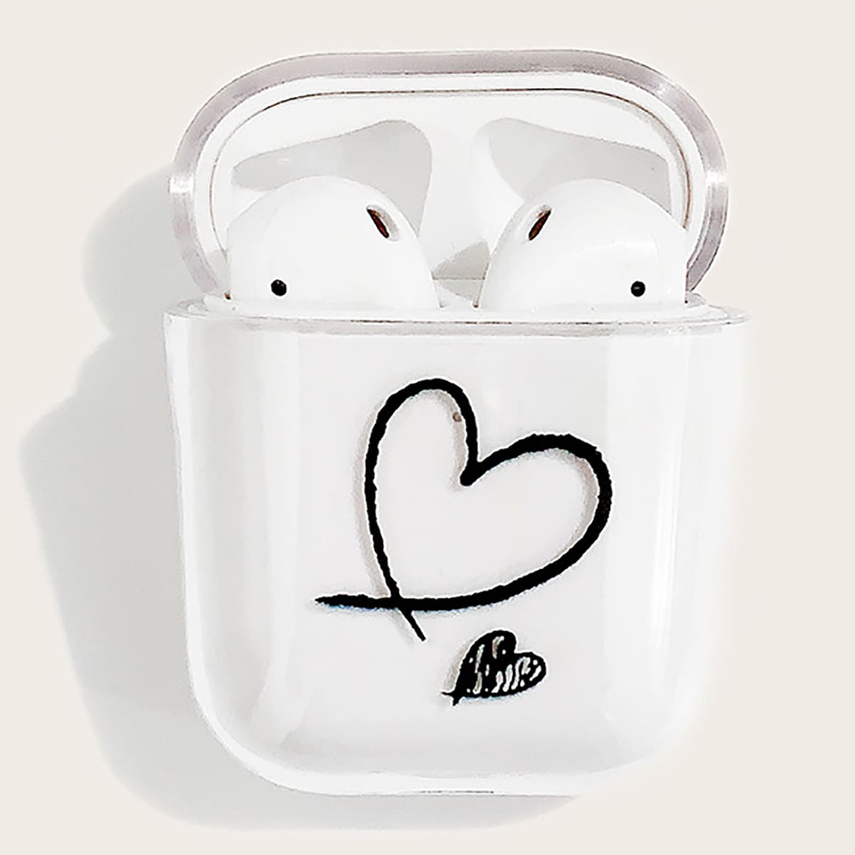 

Heart Graphic Airpods Case, Black