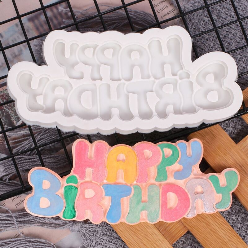 

1pc Happy Birthday Cake Mold, White