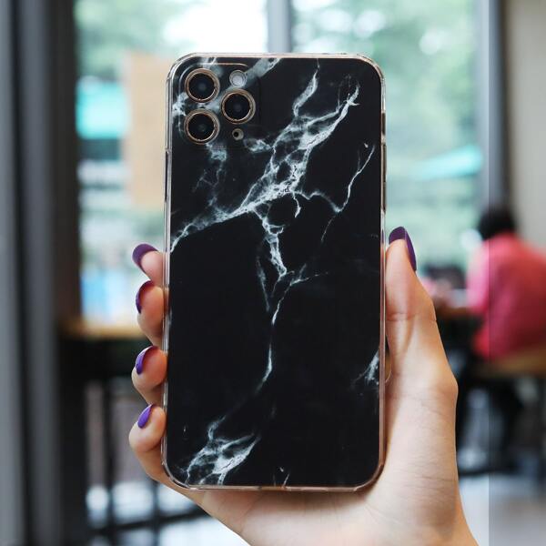 

Marble Pattern Phone Case, Black and white