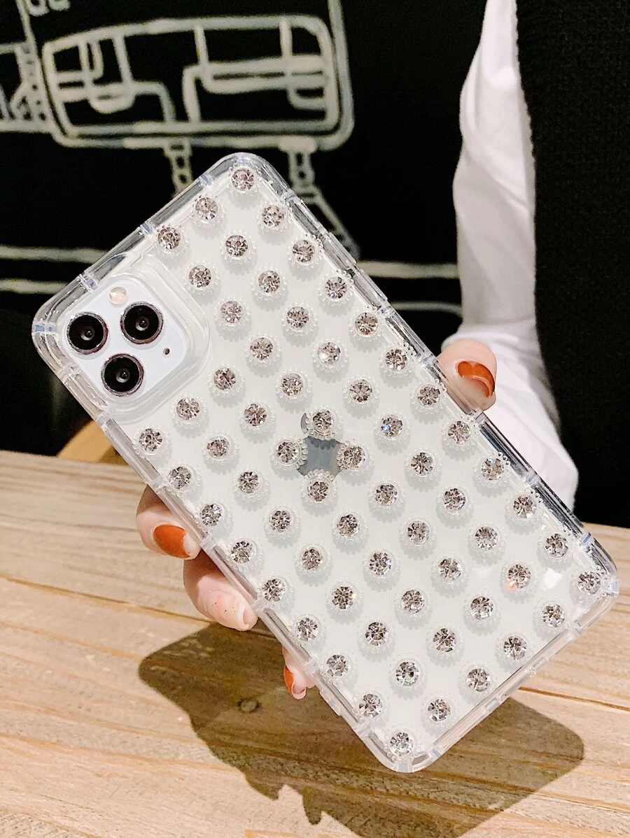 Rhinestone Decor Clear Phone Case - Clear - View 1