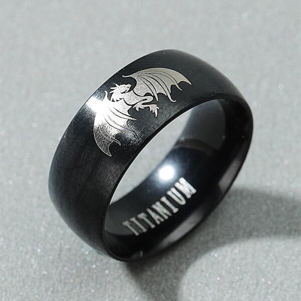 

Men Animal Pattern Ring, Black