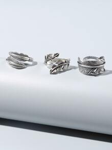 Thời trang và phổ biến 3 chiếc nhẫn cho nam chắc chắn Vòng tay phong cách Punk Hip Pop Chất liệu hợp kim cho món quà trang sức và cho vẻ ngoài sành điệu - Bạc - Xem 2