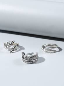 Thời trang và phổ biến 3 chiếc nhẫn cho nam chắc chắn Vòng tay phong cách Punk Hip Pop Chất liệu hợp kim cho món quà trang sức và cho vẻ ngoài sành điệu - Bạc - Xem 3