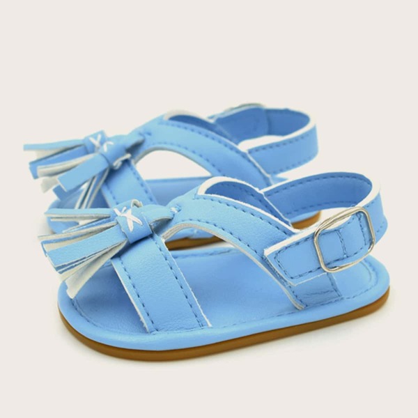 

Baby Girls Tassel Decor Slingback Sandals, Baby blue