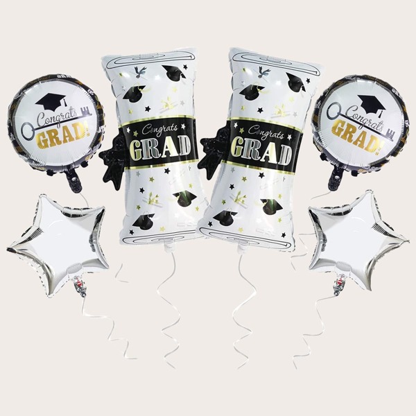 

6pcs Graduation Decorative Balloon Set, White