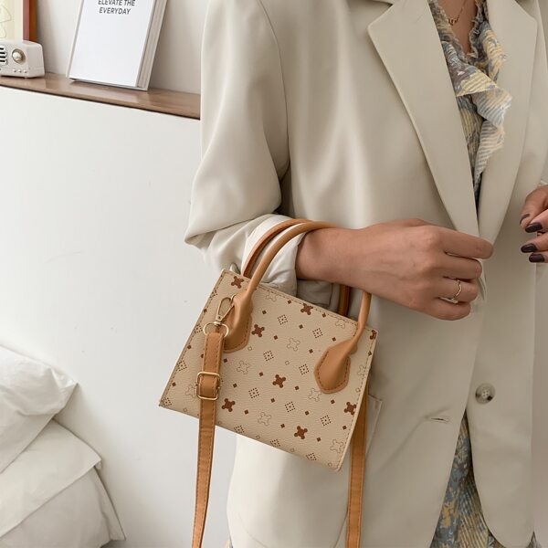 

Graphic Print Satchel Bag, Khaki