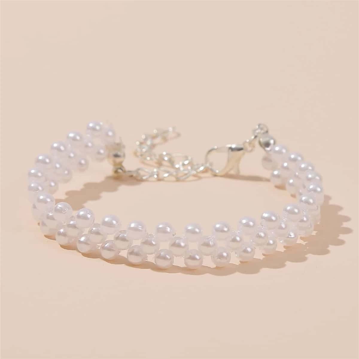 

Faux Pearl Decor Bracelet, White