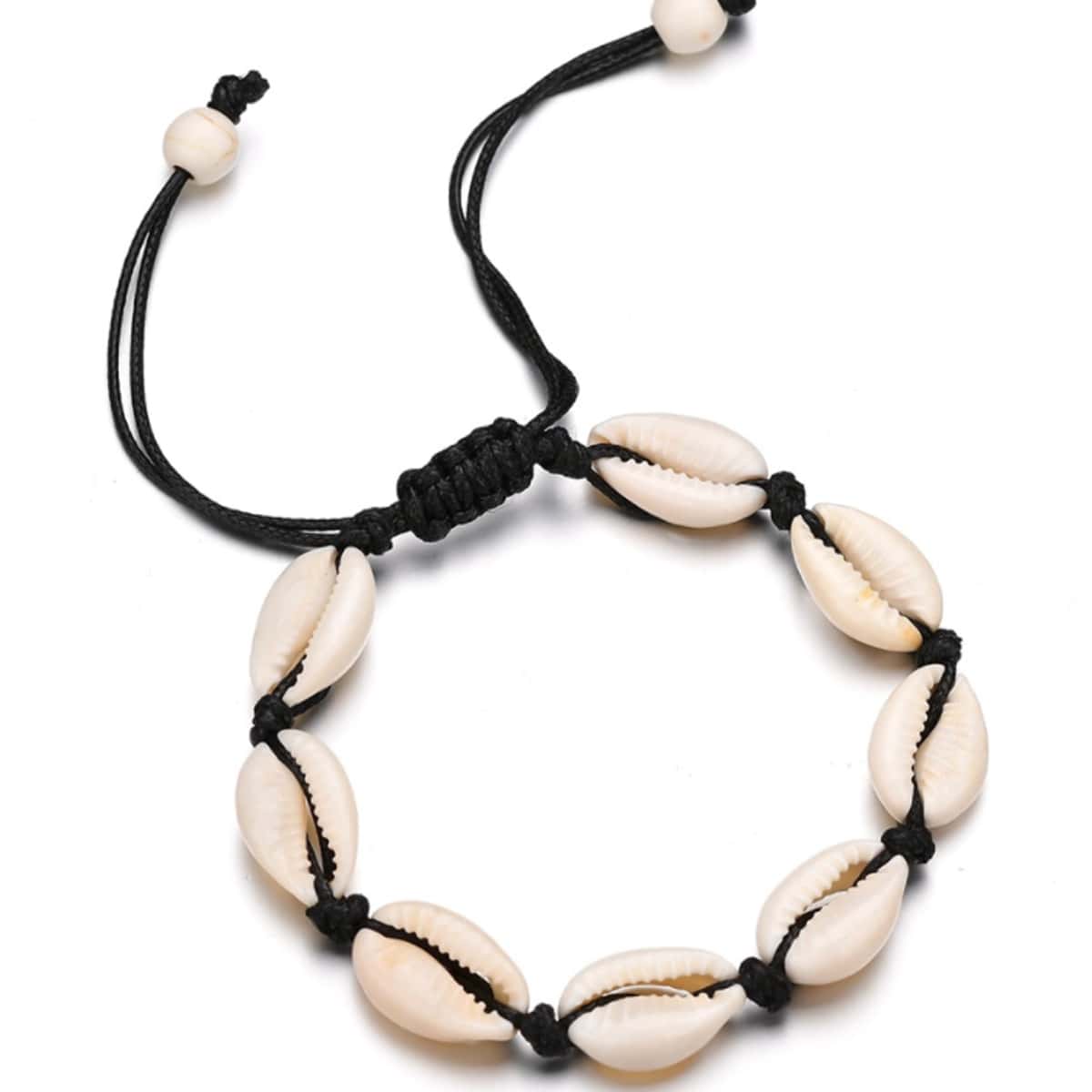 

Shell Rope Bracelet, Black and white