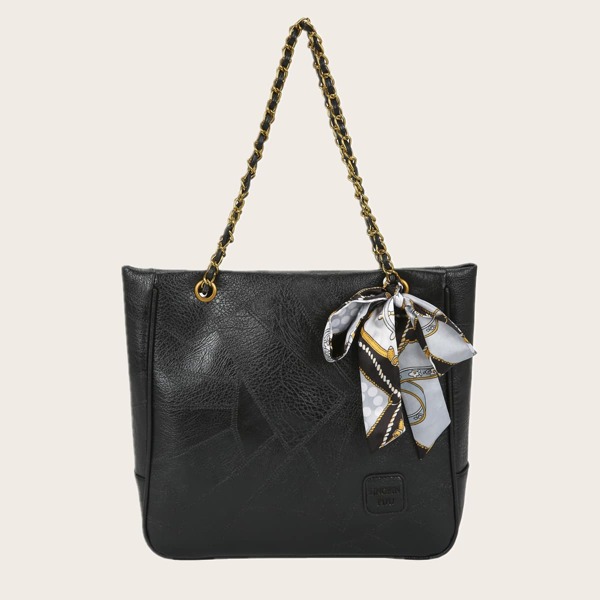 

Twilly Scarf Decor Tote Bag, Black