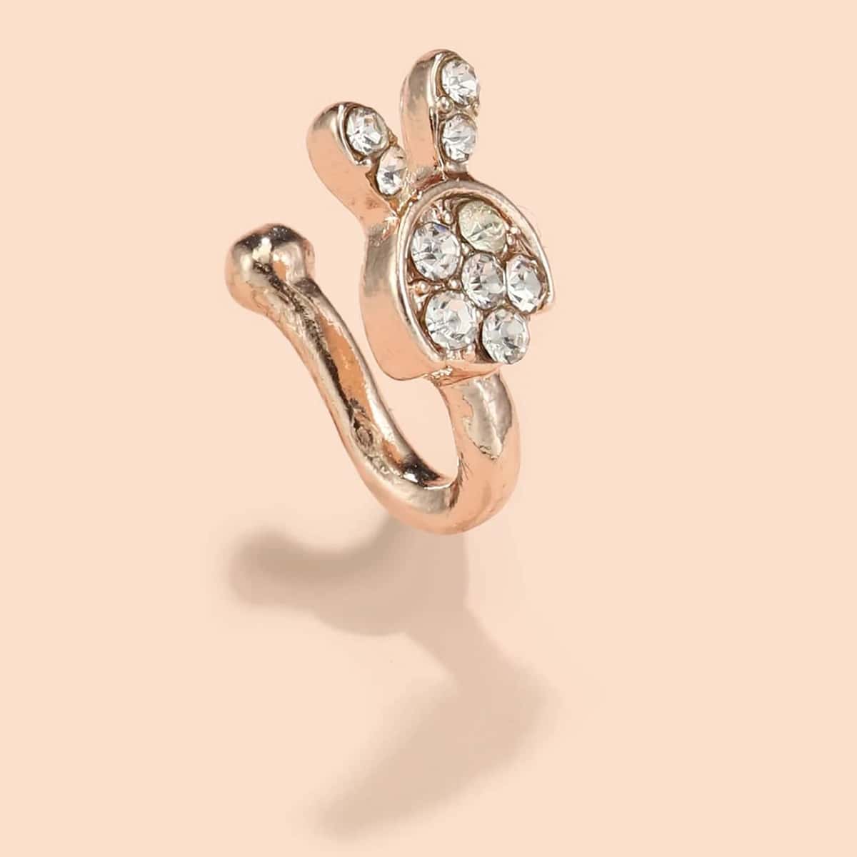 

Rhinestone Rabbit Nose Ring, Gold