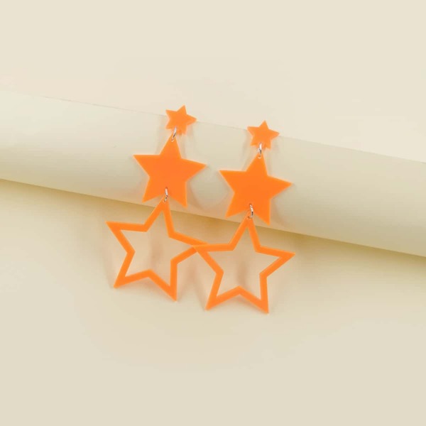 

Star Drop Earrings, Orange