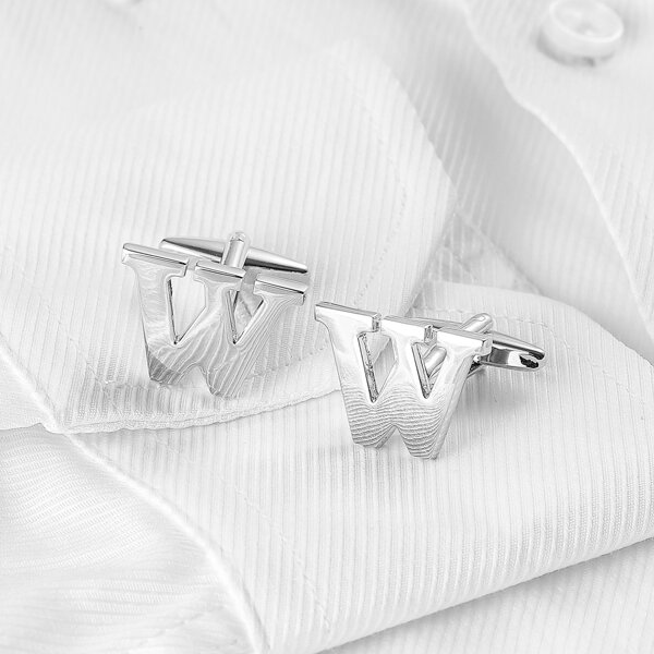 

Men Letter Design Cufflinks, Silver