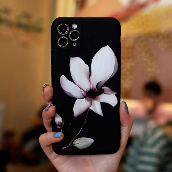 

Flower Pattern Phone Case, Black and white