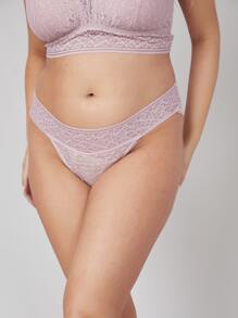 LUVLETTE Lingerie Low Rise Lace Bikini - Mauve Purple - View 1
