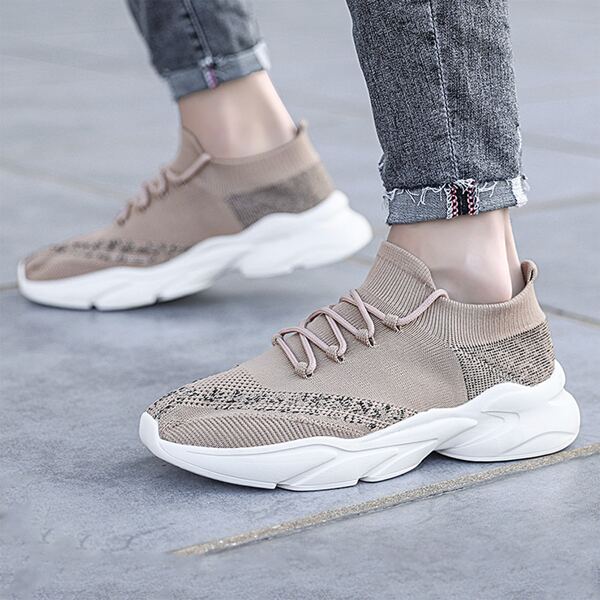 

Men Lace-up Decor Sneakers, Khaki