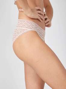 LUVLETTE Lingerie Low Rise Lace Bikini - Dusty Pink - View 1