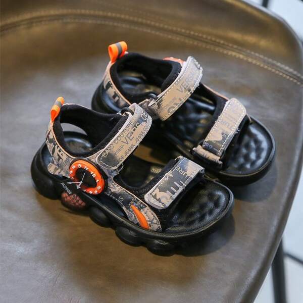 

Boys Letter Graphic Sandals, Khaki
