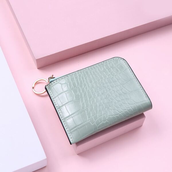 

Croc Embossed Card Holder, Green