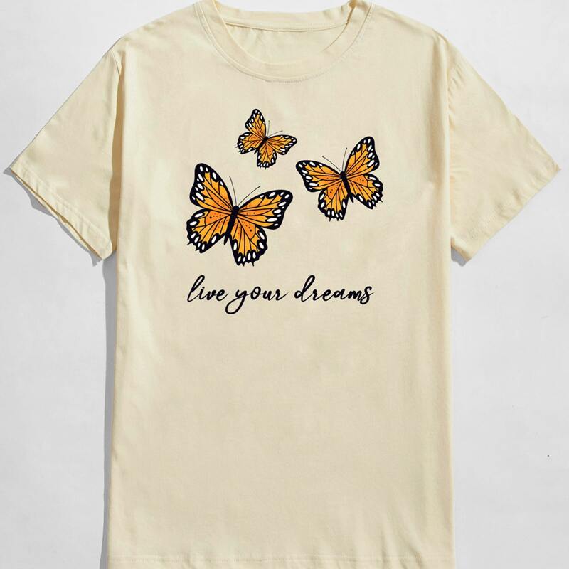 

Guys Letter Butterfly Graphic Tee, Beige
