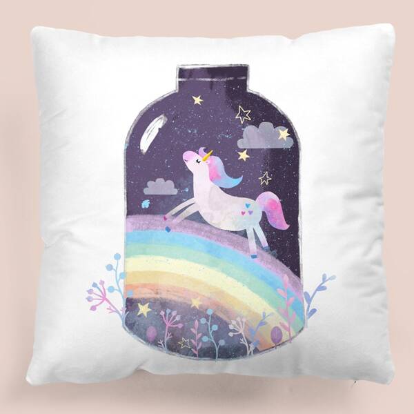 

Kids Unicorn Print Cushion Cover Without Filler, Multicolor