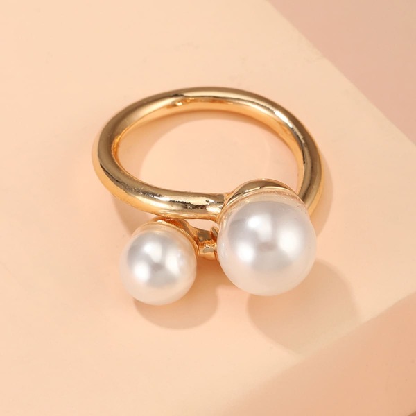 

Faux Pearl Decor Scarf Buckle Ring, Gold