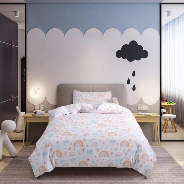 

Kids Rainbow Print Duvet Cover Set Without Filler, Multicolor