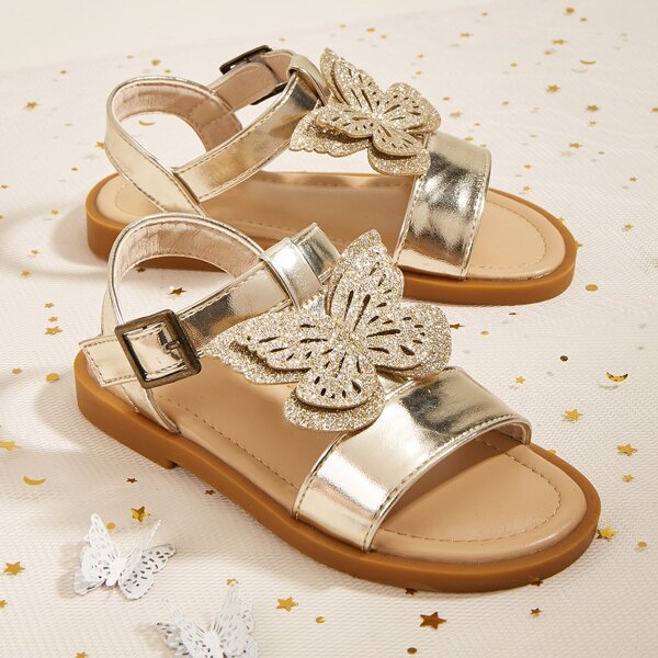 

Toddler Girls Metallic Butterfly Appliques Sandals, Gold