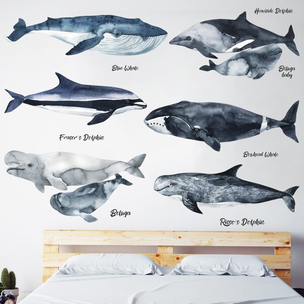 

Kids Whale Print Wall Sticker, Blue
