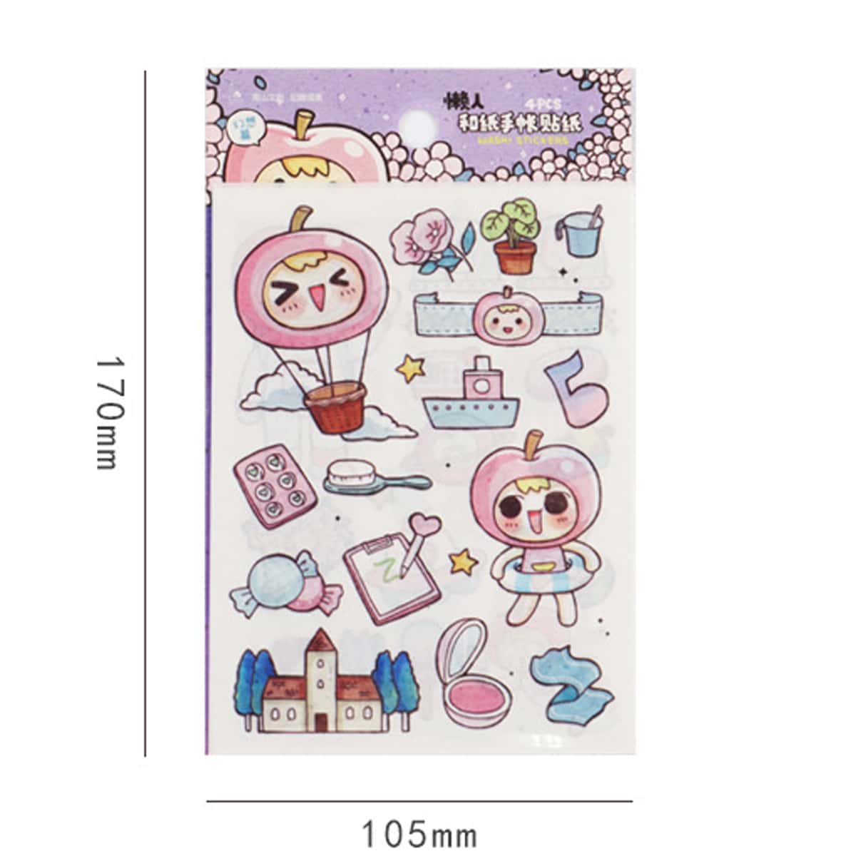 

4sheets Cartoon Sticker, Multicolor