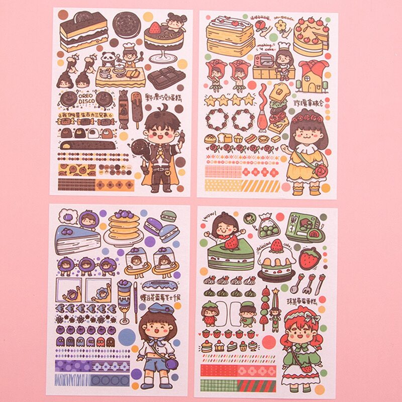 

4sheets Cartoon Sticker, Multicolor